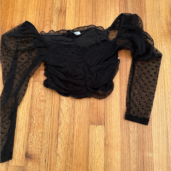 H&M sheer puff sleeves crop top size L(O) - Picture 2 of 12
